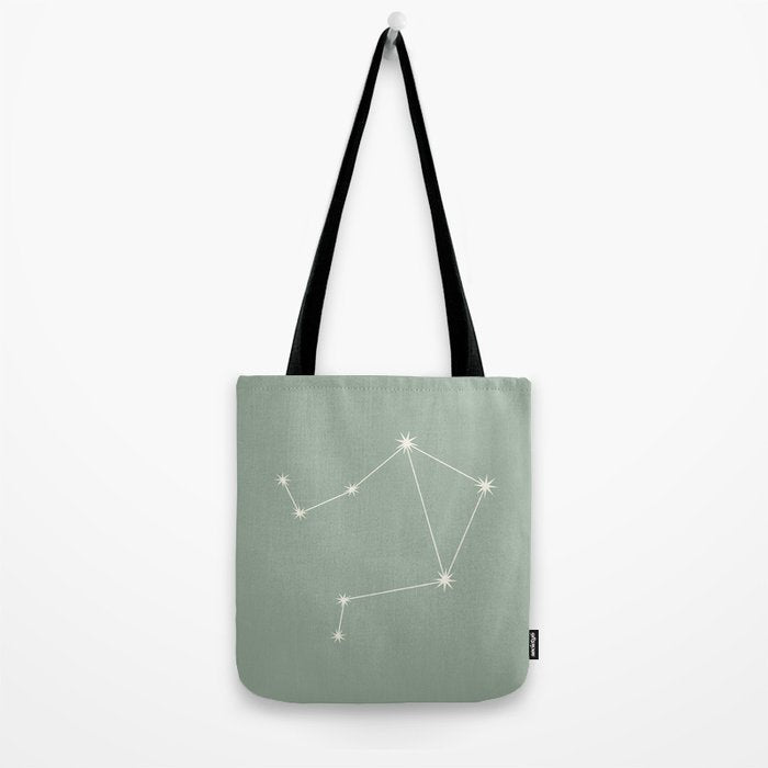 Libra Zodiac Star Constellation Line Art Soft Sage Tote Bag Gallery Image 2
