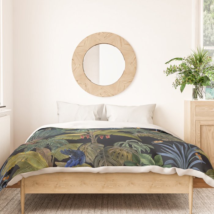 Moody tropical Jungle_deep blue & green tones Duvet Cover Gallery Image 3