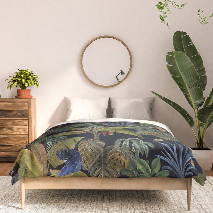 Moody tropical Jungle_deep blue & green tones Comforter Gallery Image 3