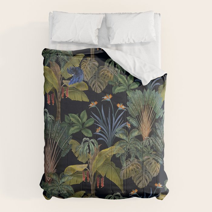 Moody tropical Jungle_deep blue & green tones Comforter Gallery Image 1