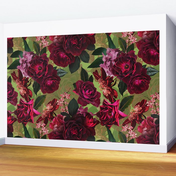 Vintage & Shabby Chic - Botanical Roses Summer Garden   Wall Mural Gallery Image 2