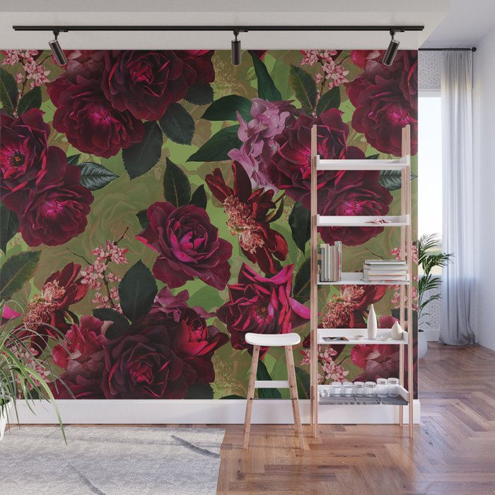 Vintage & Shabby Chic - Botanical Roses Summer Garden   Wall Mural Gallery Image 1