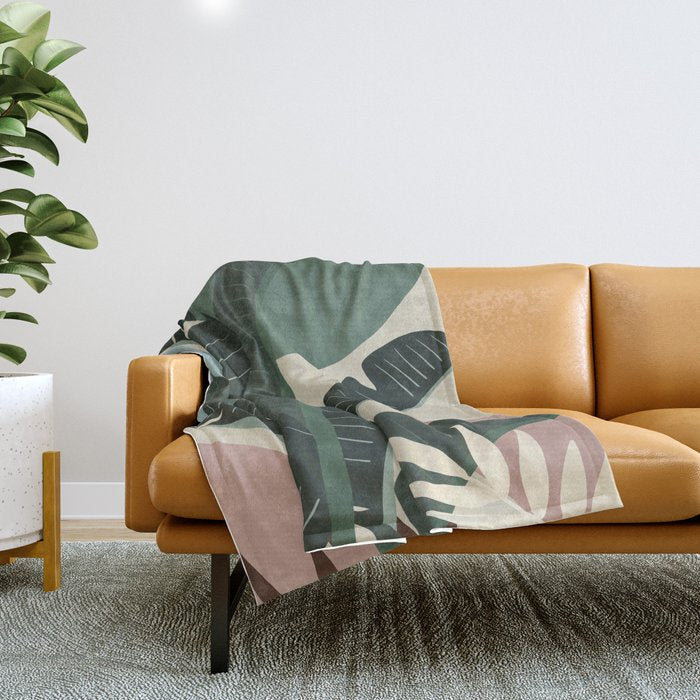 Modern jungle shapes Throw Blanket Gallery Image 1