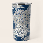 Leaves and Blooms, Blue and Gray Travel Mug Gallery Image 1