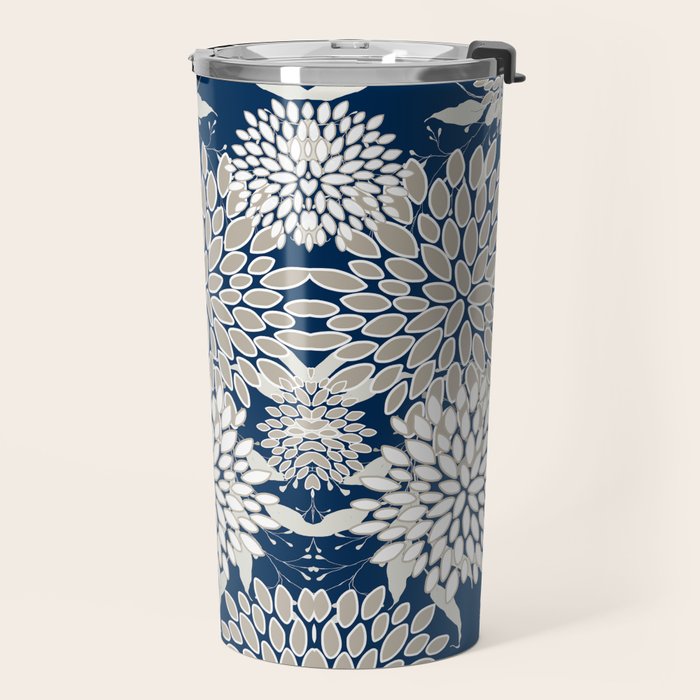 Leaves and Blooms, Blue and Gray Travel Mug Gallery Image 2