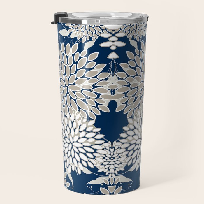 Leaves and Blooms, Blue and Gray Travel Mug Gallery Image 3