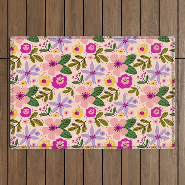 Spring / Summer Modern Floral  Outdoor Rug Gallery Image 1