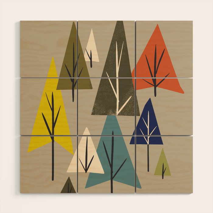 Multicolor Pines Wood Wall Art Gallery Image 1