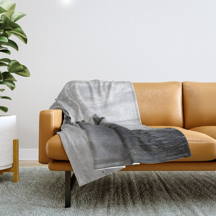 Black and White Ocean Throw Blanket Gallery Image 1