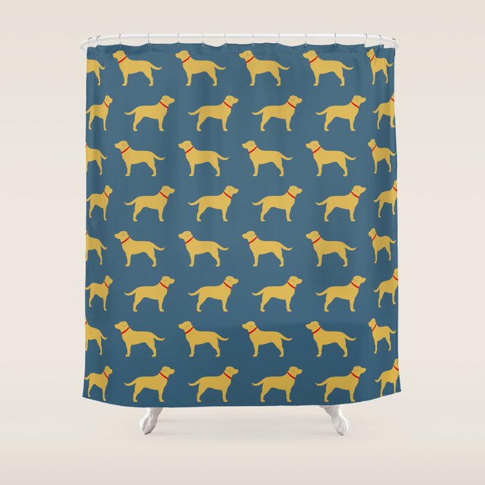 Yellow Labrador Retriever Dog Silhouette Shower Curtain Gallery Image 1