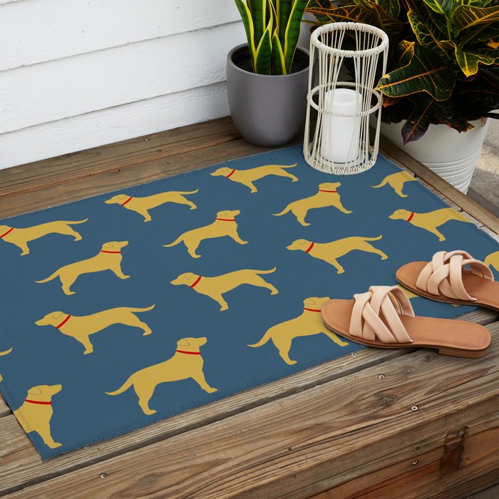 Yellow Labrador Retriever Dog Silhouette Outdoor Rug Gallery Image 2