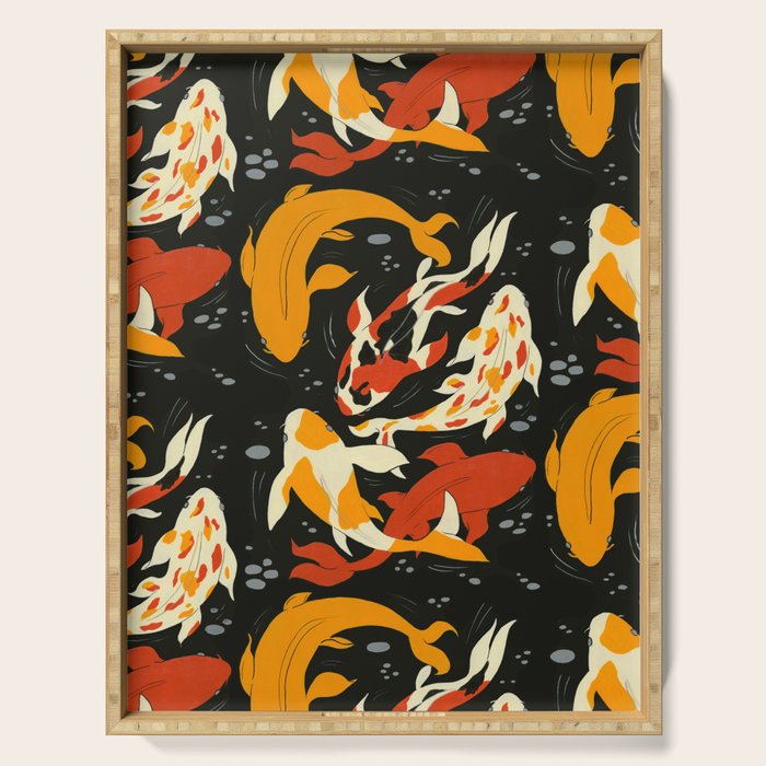 Koi in Black Water Serving Tray Gallery Image 1