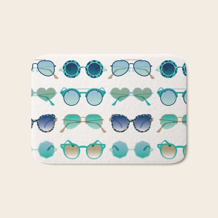 Sunglasses Collection - Turquoise & Navy Palette Bath Mat Gallery Image 1