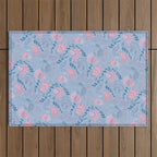 Coastal Oysters on the Beach in Sea Blue & Lavender Outdoor Rug Gallery Image 1