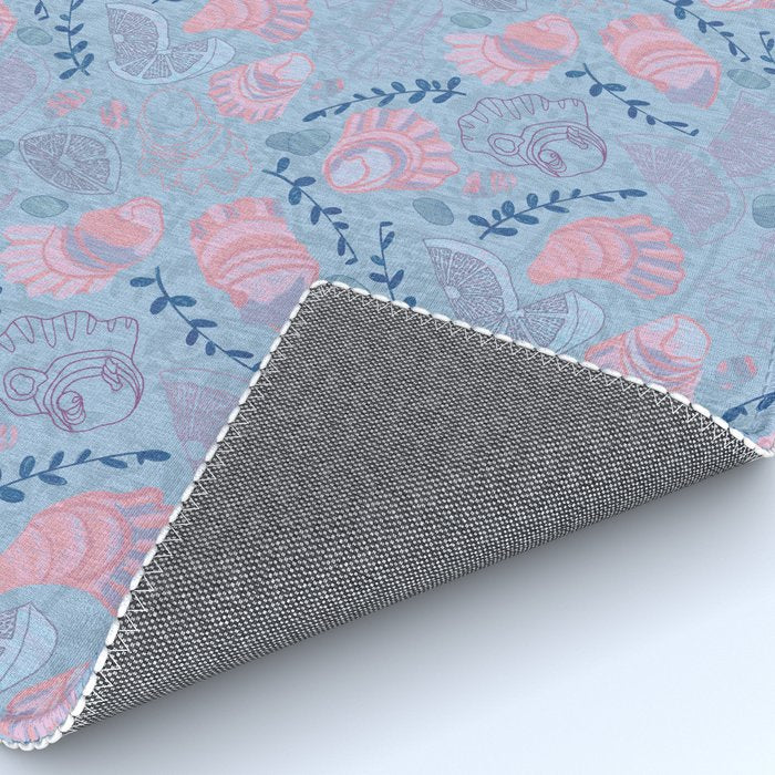 Coastal Oysters on the Beach in Sea Blue & Lavender Rug Gallery Image 4