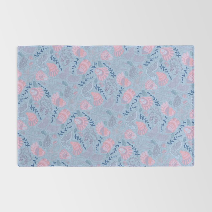 Coastal Oysters on the Beach in Sea Blue & Lavender Rug Gallery Image 2