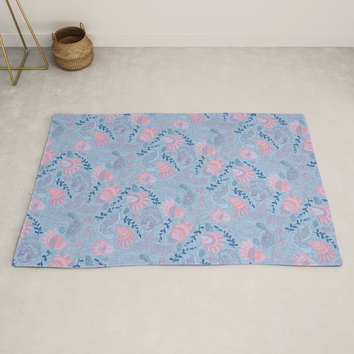 Coastal Oysters on the Beach in Sea Blue & Lavender Rug Gallery Image 2