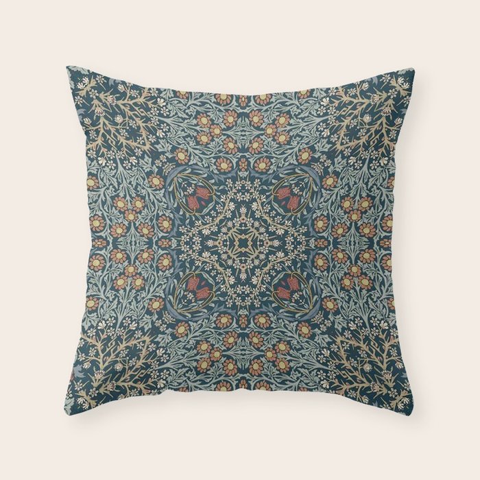 William Morris Blue Throw Pillow Gallery Image 1