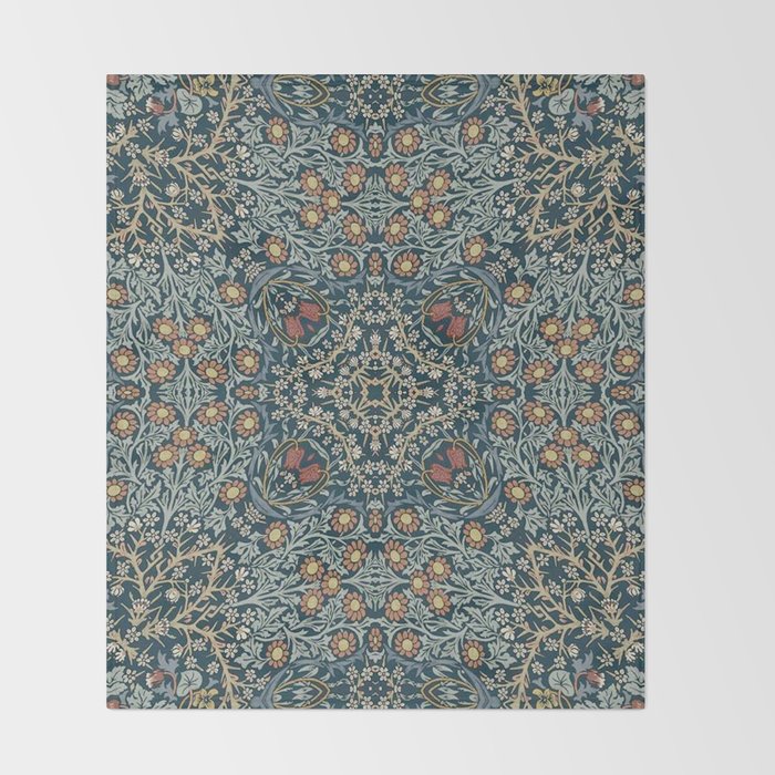 William Morris Blue Throw Blanket Gallery Image 2