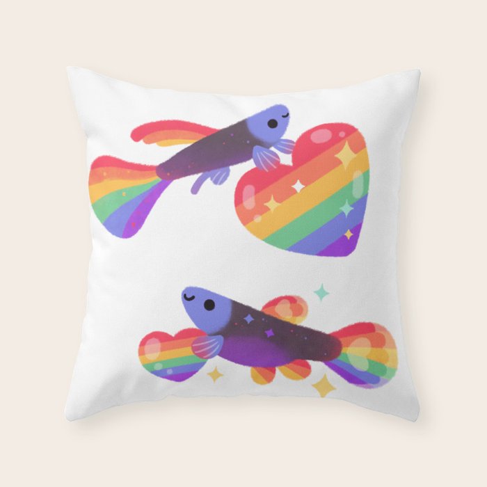 Rainbow guppy 7 Throw Pillow Gallery Image 6