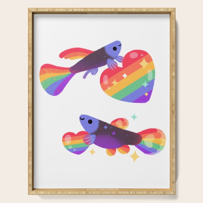 Rainbow guppy 7 Serving Tray Gallery Image 1