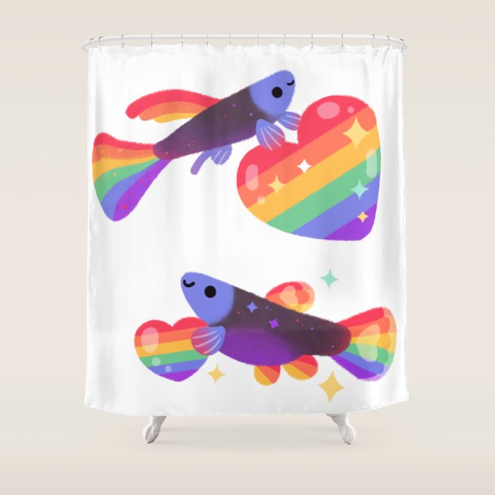 Rainbow guppy 7 Shower Curtain Gallery Image 1