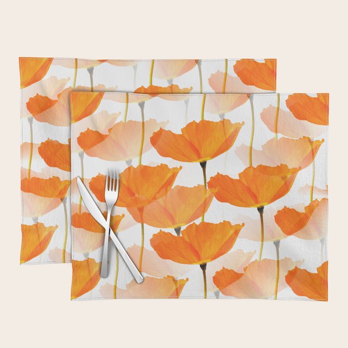 Orange Poppies On A White Background #decor #society6 #buyart Placemat Gallery Image 1