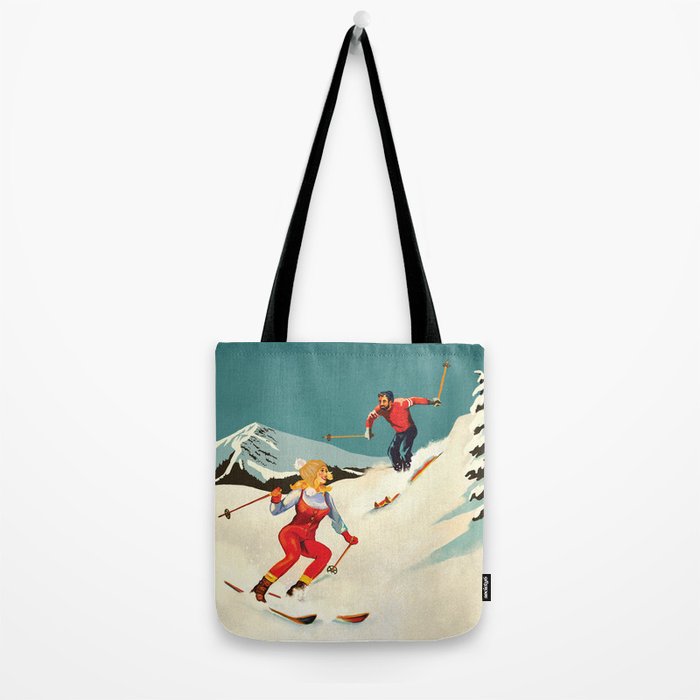 Retro Skiing Couple Tote Bag Gallery Image 2