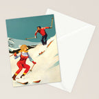 Retro Skiing Couple Stationery Card Gallery Image 2