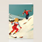 Retro Skiing Couple Stationery Card Gallery Image 2