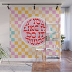 If you like it... Retro and  Fun words on checks  Wall Mural Gallery Image 1