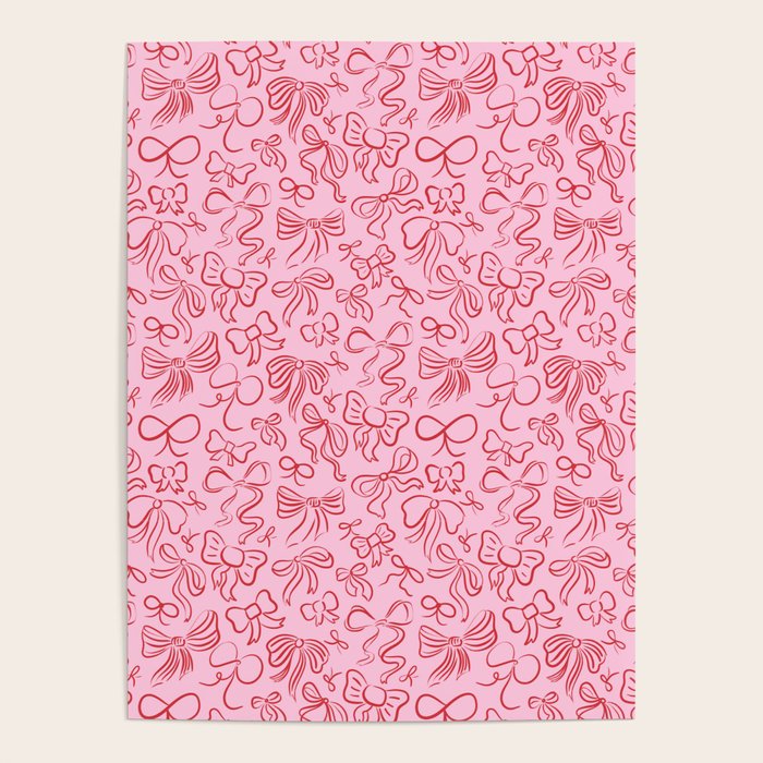 Coquette Valentines Day Bows in Colored Pencil Poster Gallery Image 1