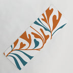 Modern Leaf Abstract Orange and Teal Yoga Mat Gallery Image 1