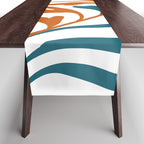 Modern Leaf Abstract Orange and Teal Table Runner Gallery Image 1