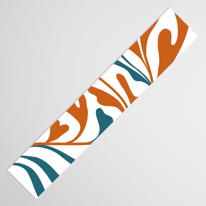 Modern Leaf Abstract Orange and Teal Table Runner Gallery Image 3