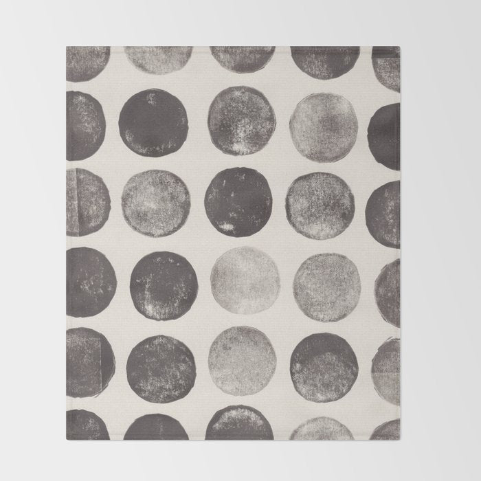 Linocut Circle Pattern Throw Blanket Gallery Image 2