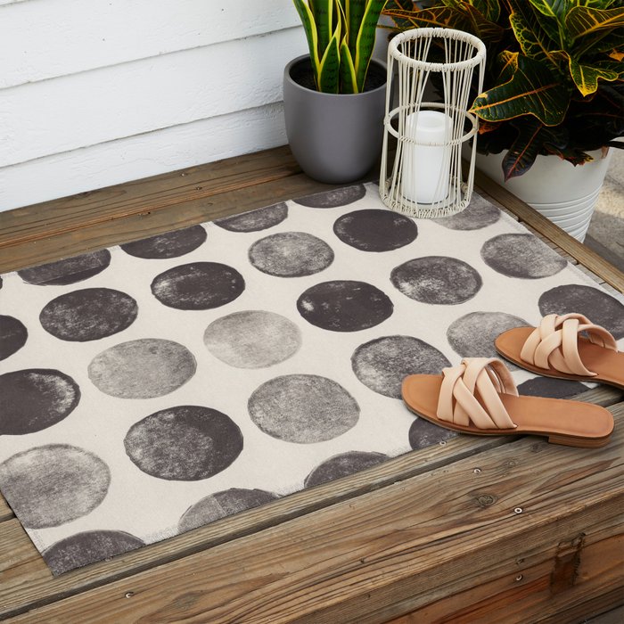 Linocut Circle Pattern Outdoor Rug Gallery Image 2
