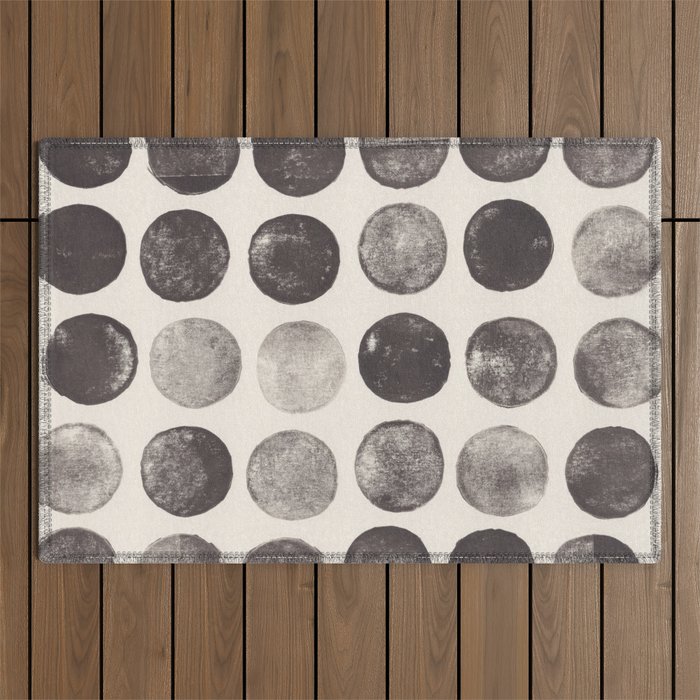 Linocut Circle Pattern Outdoor Rug Gallery Image 1