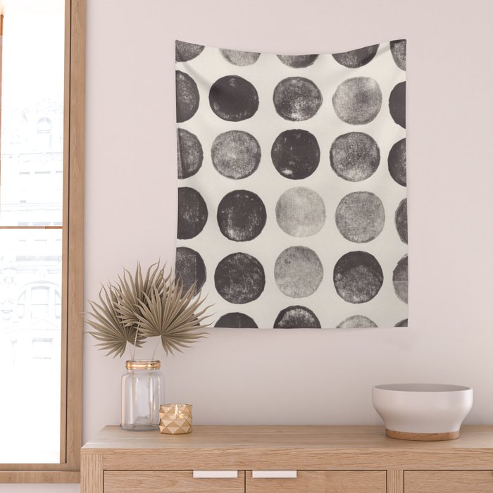 Linocut Circle Pattern Wall Tapestry Gallery Image 2