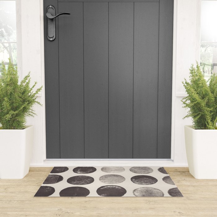 Linocut Circle Pattern Welcome Mat Gallery Image 3