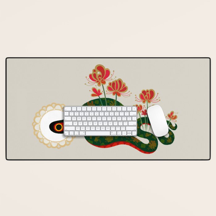 Snake and flowers Desk Mat Gallery Image 1