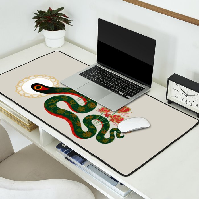 Snake and flowers Desk Mat Gallery Image 2