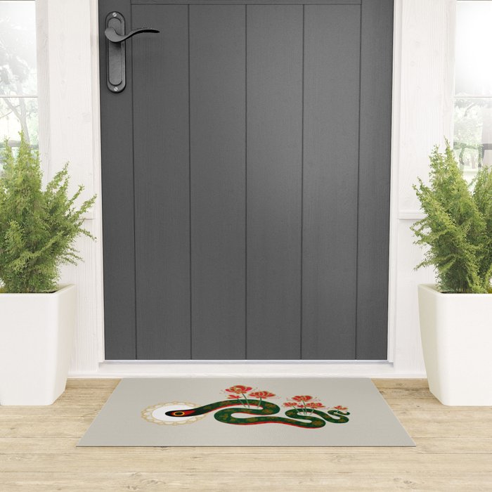 Snake and flowers Welcome Mat Gallery Image 3