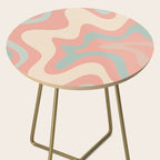 Retro Liquid Swirl Abstract Square Pattern in Pastel Blush Mint Side Table Gallery Image 2