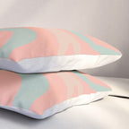 Retro Liquid Swirl Abstract Square Pattern in Pastel Blush Mint Pillow Sham Gallery Image 3