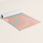 Retro Liquid Swirl Abstract Square Pattern in Pastel Blush Mint Yoga Mat Gallery Image 2