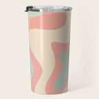 Retro Liquid Swirl Abstract Square Pattern in Pastel Blush Mint Travel Mug Gallery Image 3