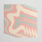 Retro Liquid Swirl Abstract Square Pattern in Pastel Blush Mint Wrapping Paper Gallery Image 3