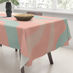 Retro Liquid Swirl Abstract Square Pattern in Pastel Blush Mint Tablecloth Gallery Image 3