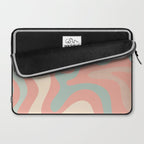 Retro Liquid Swirl Abstract Square Pattern in Pastel Blush Mint Laptop Sleeve Gallery Image 2